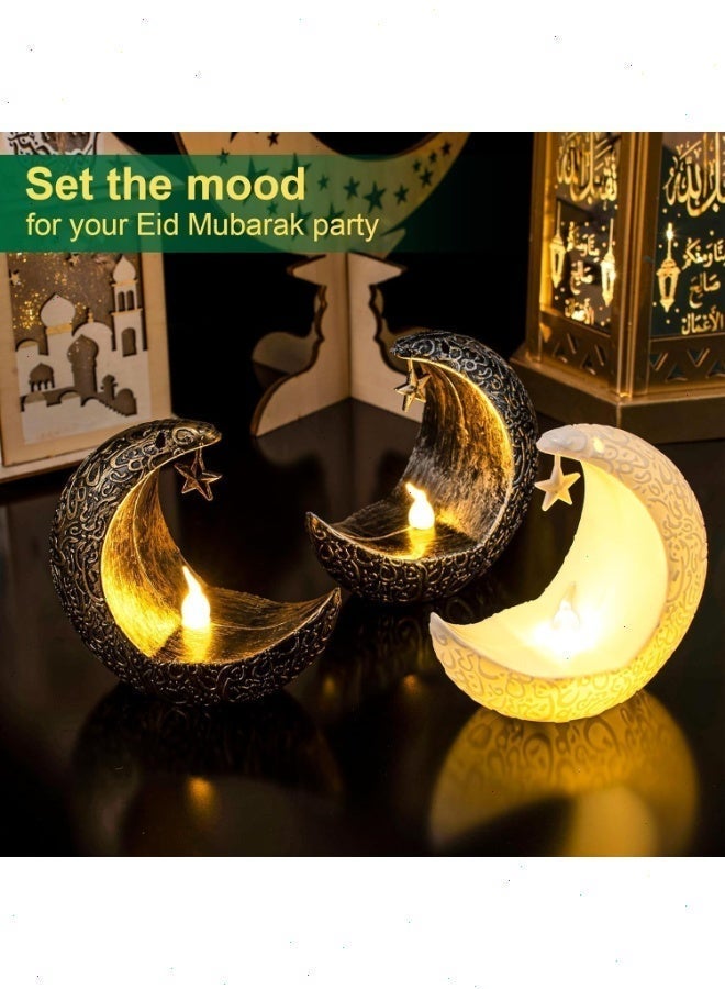 Yoawllty Ramadan LED Candle Light, Ramadan Decorations Moon Shaped LED Candle Light - 4 Pack - Multicolor - Plastic - Tabletop - Energy Efficient - Cordless - Ramadan Theme - Image 4