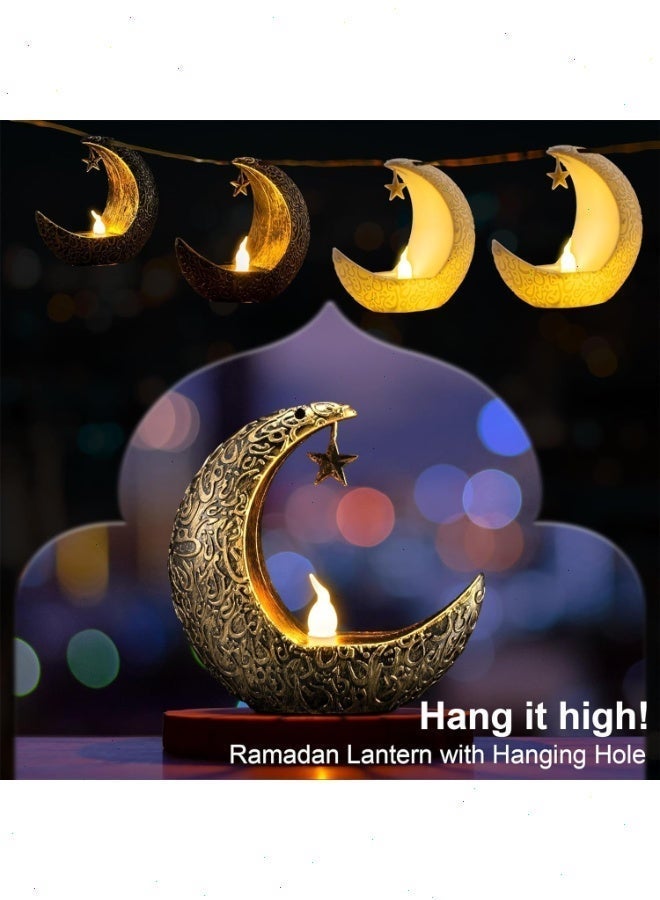 Yoawllty Ramadan LED Candle Light, Ramadan Decorations Moon Shaped LED Candle Light - 4 Pack - Multicolor - Plastic - Tabletop - Energy Efficient - Cordless - Ramadan Theme - Image 2