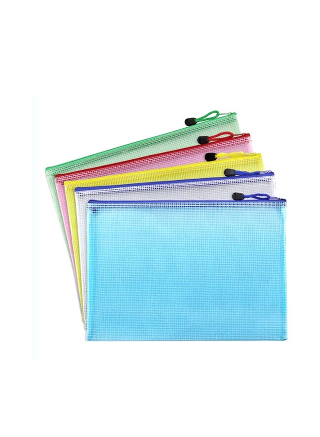 NIBEMINENT 12-Piece Zipper Plastic Mesh Stationery Bag Set Multicolour