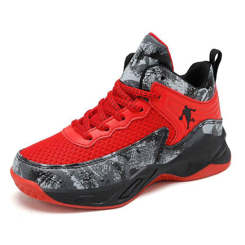 Childrens Basketball Shoes Spring and Summer 2023 New Breathable Mesh Boys Sports Shoes Primary School Training Running Shoes Cross-Border Red - Image 1
