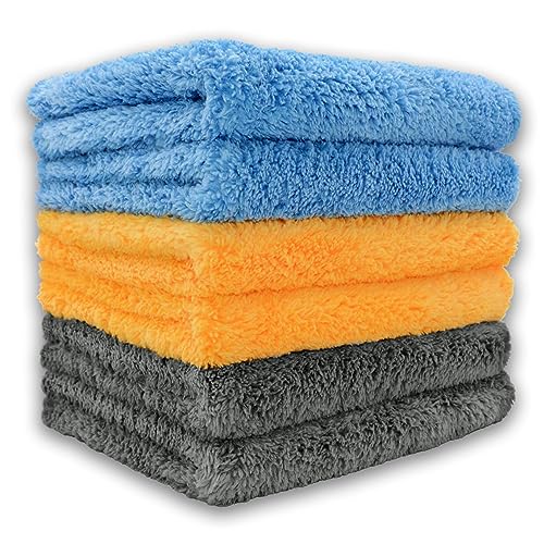 MAX Microfiber Cloth for Car (550 GSM, 6 Pc, 40 x 40 cm) Softest & SAFEST Ever Edgeless Coral Fleece Microfiber Cloth Towel for Car Cleaning, Drying, Buffing & Polishing - Image 1