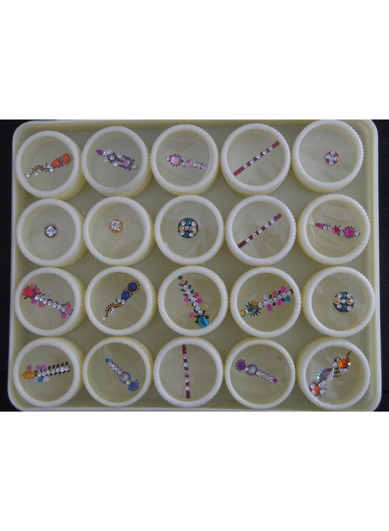 ATCUSA Bindi Box Long Multicolored Crystal Bindis Bridal face Jewels Forehead Tika (Pack of 40 Bindis) - Image 3