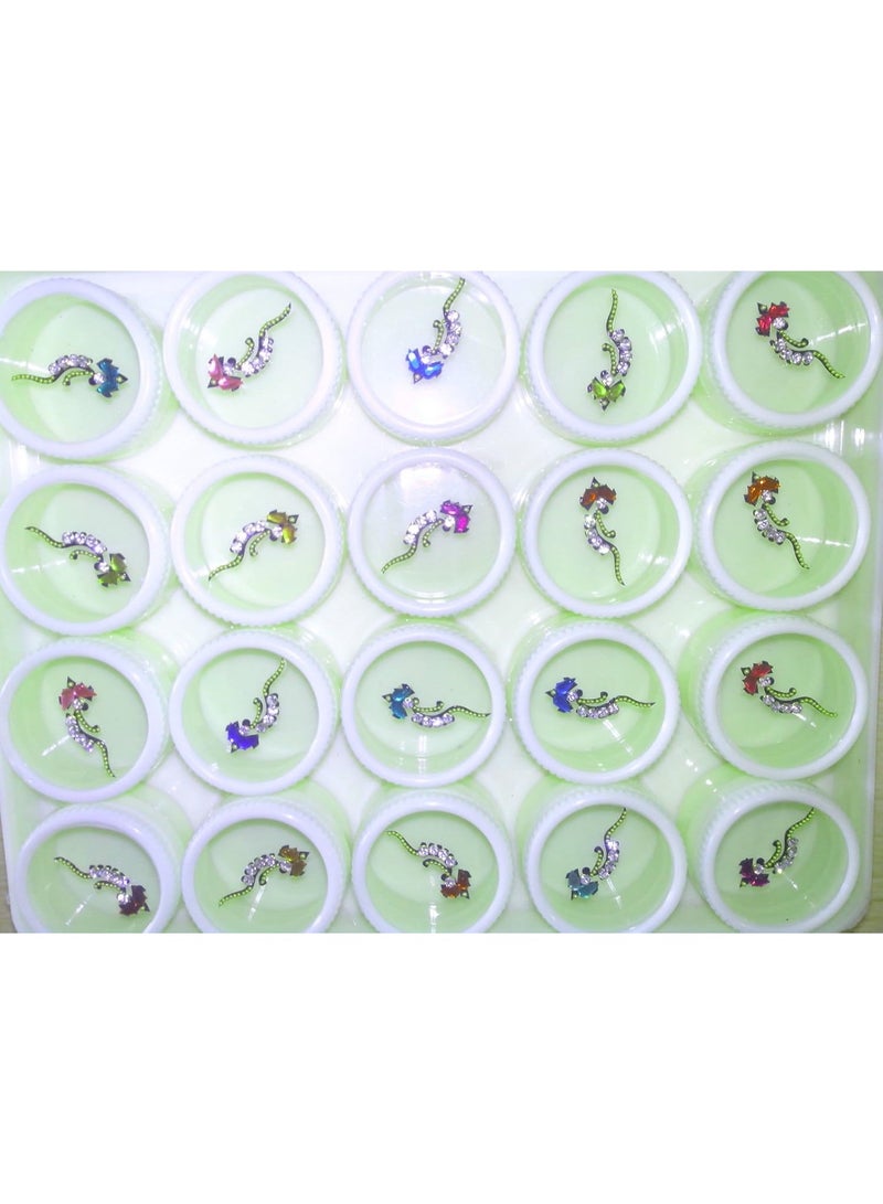 ATCUSA Bindi Box Long Multicolored Crystal Bindis Bridal face Jewels Forehead Tika (Pack of 40 Bindis) - Image 2