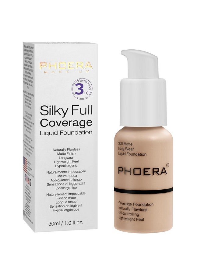 Hilareco PHOERA Foundation, PHOERA Matte Liquid Foundation,PHOERA Makeup for Women, PHOERA Foundation Full Coverage Concealer, 30ml 24HR Matte Oil Control Concealer (102- Nude) - Image 1