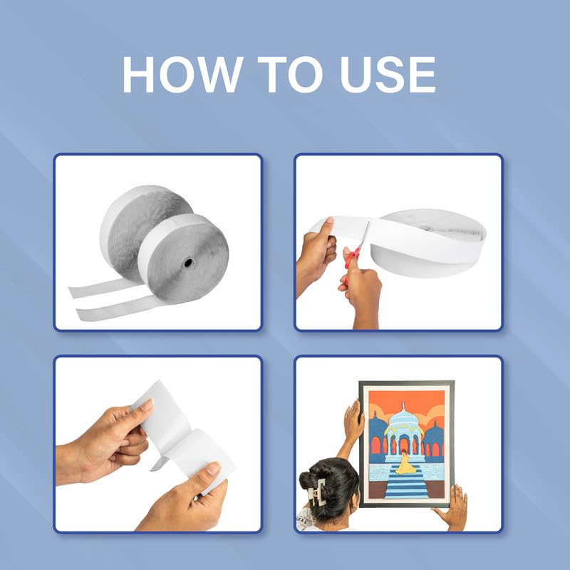 Hook Loop WELPRO Nylon Self Adhesive Strong Glue Fastener Interlocking Tape for Sewing Crafts, DIY, Clothes, Shoes | Sticky Back Hook & Loop Tape for Stationary, Tools (White, 50MM, 25MTR) - Image 5