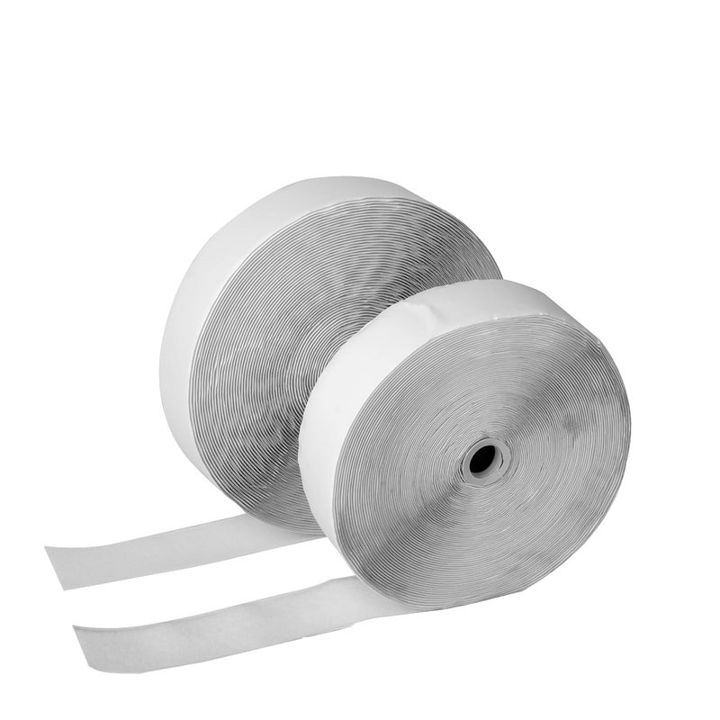 Hook Loop WELPRO Nylon Self Adhesive Strong Glue Fastener Interlocking Tape for Sewing Crafts, DIY, Clothes, Shoes | Sticky Back Hook & Loop Tape for Stationary, Tools (White, 50MM, 25MTR) - Image 1