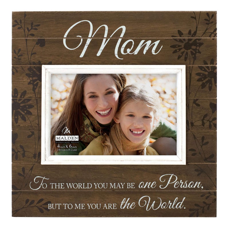 Malden International Designs Sun Washed Words Mom Walnut Distressed Picture Frame 4x6 Walnut