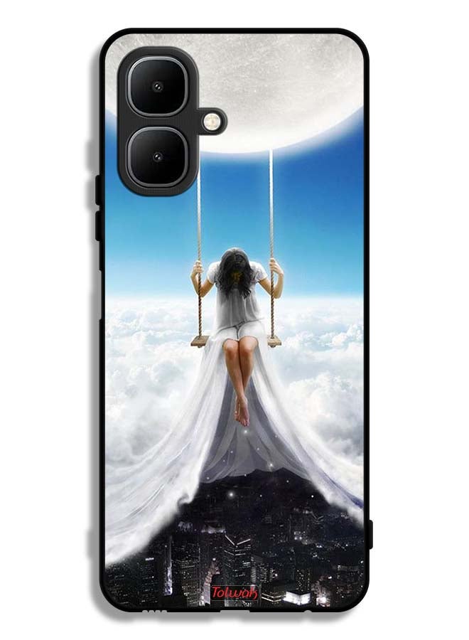 Tolwak Infinix Smart 10 Protective Case Cover Moon Clouds Town Art