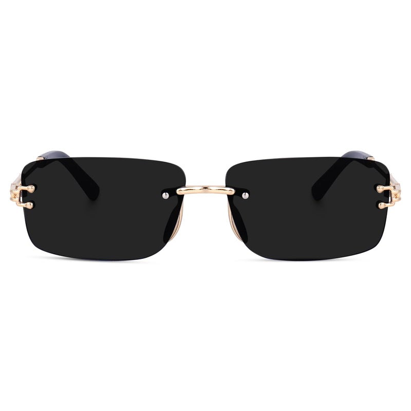 Dervin UV Protected Retro Rectangular Rimless Sunglasses for Men and Women - Image 2