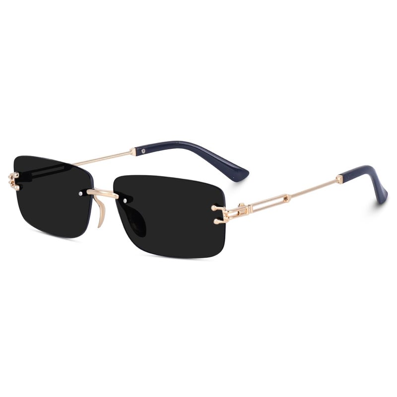 Dervin UV Protected Retro Rectangular Rimless Sunglasses for Men and Women - Image 1