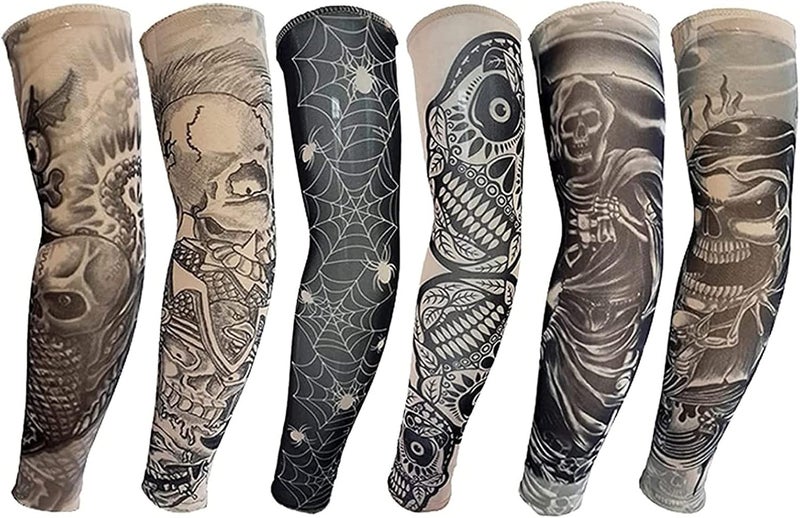 YARIEW Tattoo Sleeves for Men, 6Pcs Arm Sleeves Fake Tattoos Sleeves to Cover Arms Sun Protection Sleeves Tattoo Sleeve Covers Tattoo Cover Up Sleeve Temporary Tattoo Sleeves for Men and Women (Set 4) - Image 1