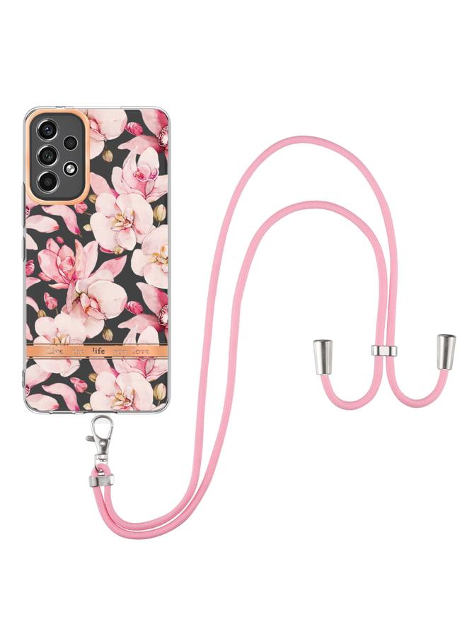 اس-توب جراب لهاتف Samsung Galaxy A73 5G من سلسلة الزهور TPU مع حبل - Image 2