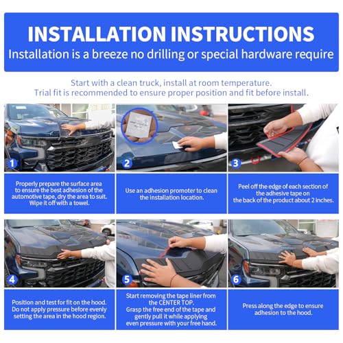 Xipoo Hood Deflector Compatible with 2015-2020 Ford F150 Hood Protector Shield Replacement for 2015-2020 Ford F-150 Accessories - Image 3