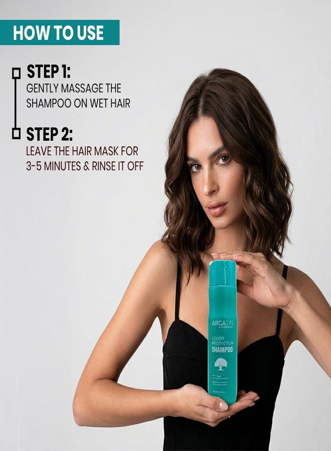 Argatin Color Protection Shampoo 250 ml | With Collagen Nanopeptides & Argan Oil | Sulphate-Free Shampoo for Colored Hair | Retains Color Up to 10 Weeks | Gentle Cleanser for Soft, Shiny & Frizz-Free Hair (Shampoo) - Image 4
