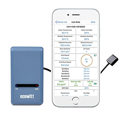 Ecowitt GW1100 Wi-Fi Weather Station Sensor Gateway with Temperature, Humidity and Atmospheric Pressure 3-in-1 Probe Sensor(1X GW1100 WiFi Gateway) - Image 5