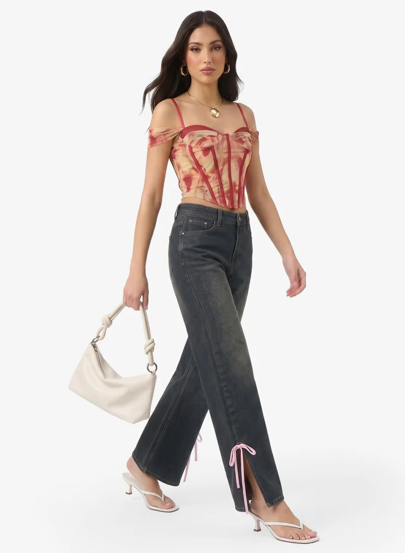 Mid Rise Jeans With Slit