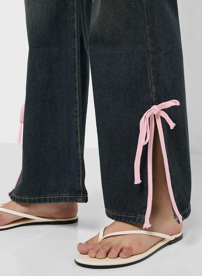 Ginger Grey Mid Rise Jeans With Slit for Women | Best Price UAE