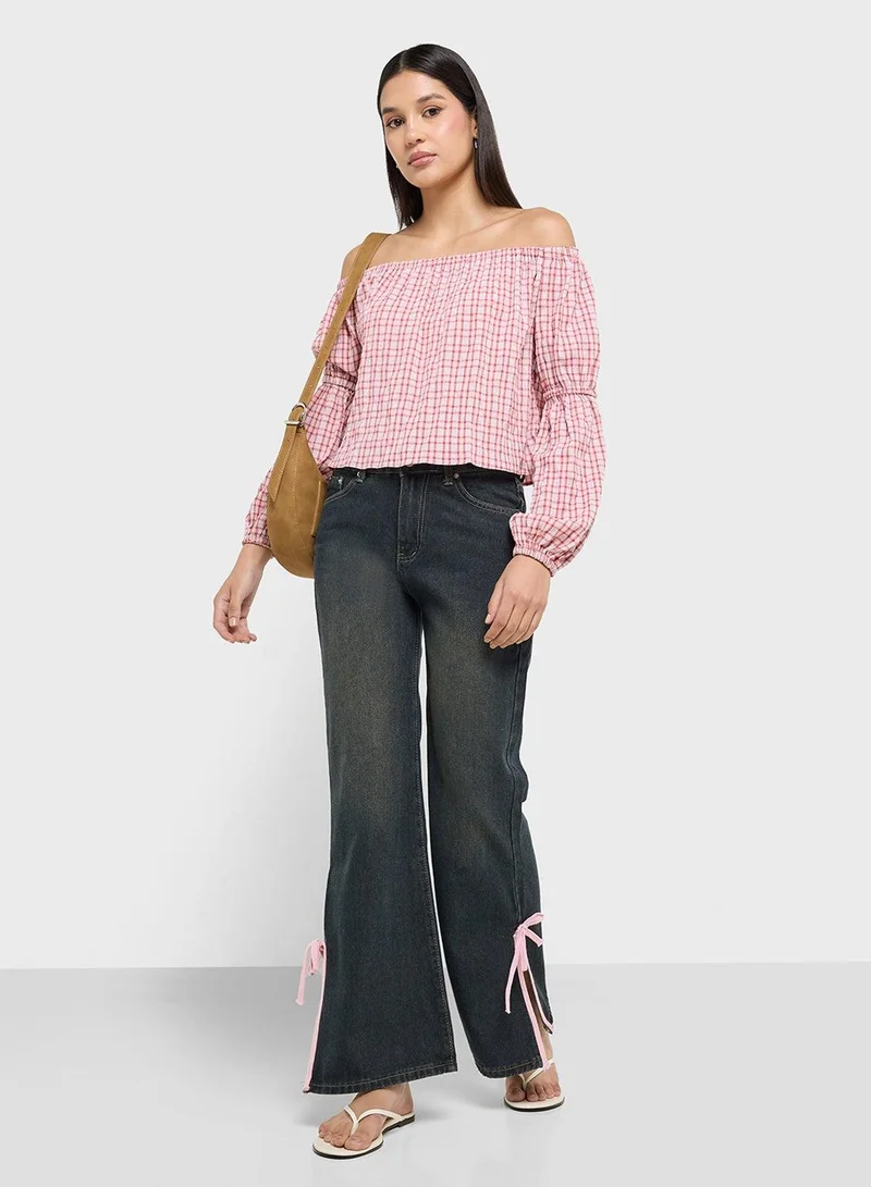 Ginger Grey Mid Rise Jeans With Slit for Women | Best Price UAE