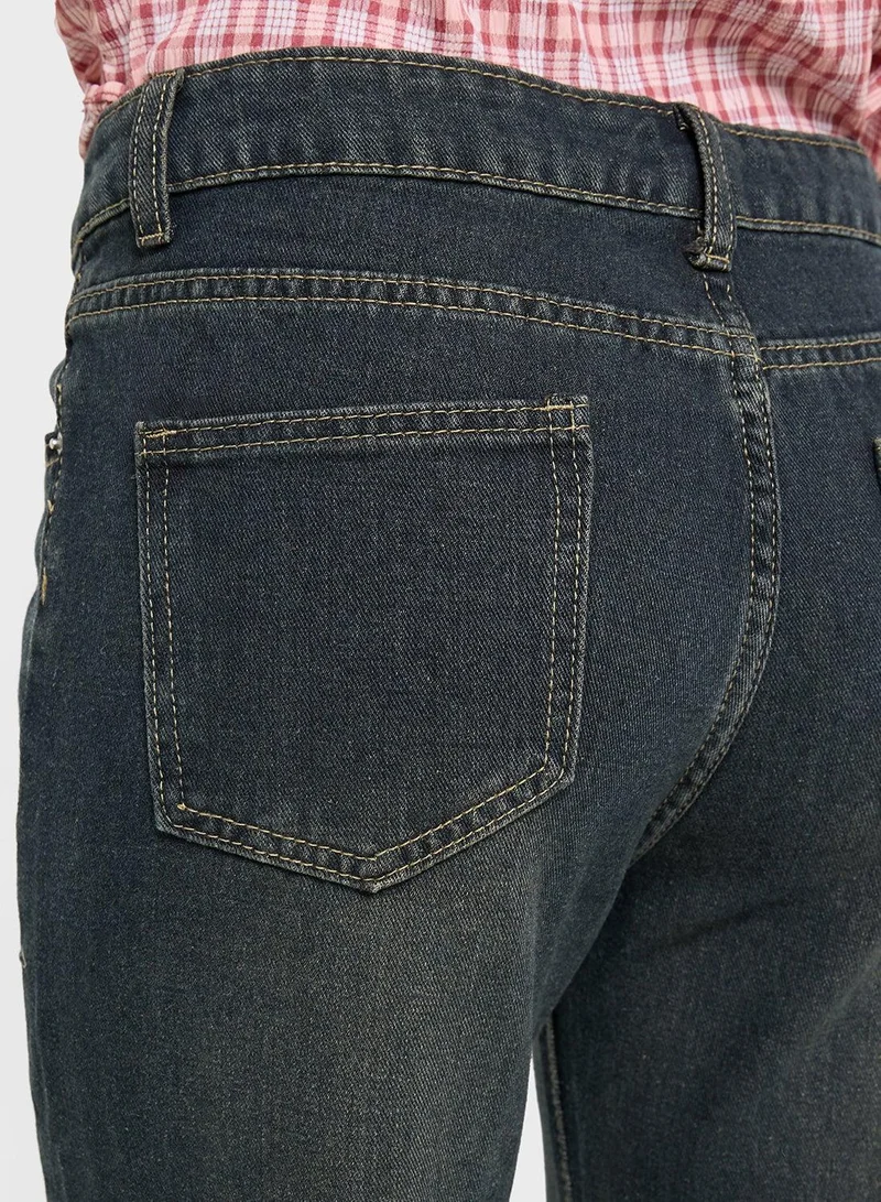 Ginger Grey Mid Rise Jeans With Slit for Women | Best Price UAE