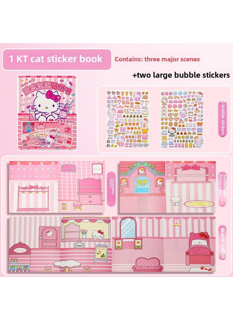 Quiet Book bubble stickers Sanrio series cute girl dress-up sticker book Girl hand-decompressed coolomi [Hello Kitty] bubble sticker + Tweezers [Hello Kitty] bubble sticker + Tweezers 