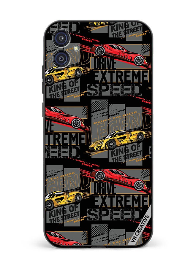 VR CREATIVE Protective Case Cover For Samsung Galaxy M04/F04 Abstract Seamless Pattern With Sport Cars Design Multicolour - Image 1