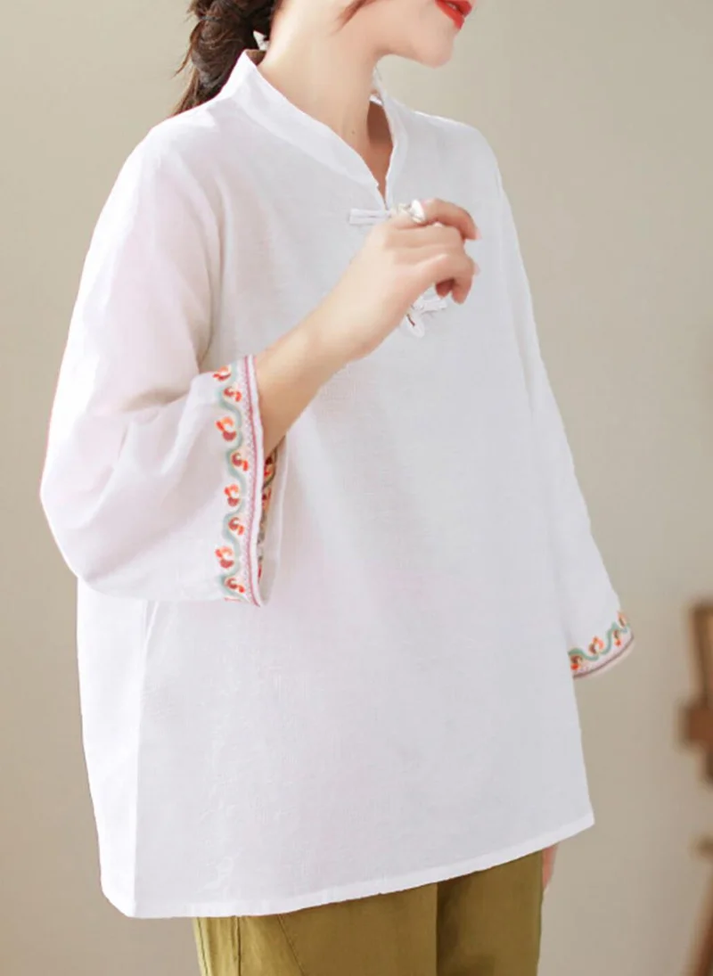 YUNIQEE White High Neck Three-Quarter Sleeves Solid Top