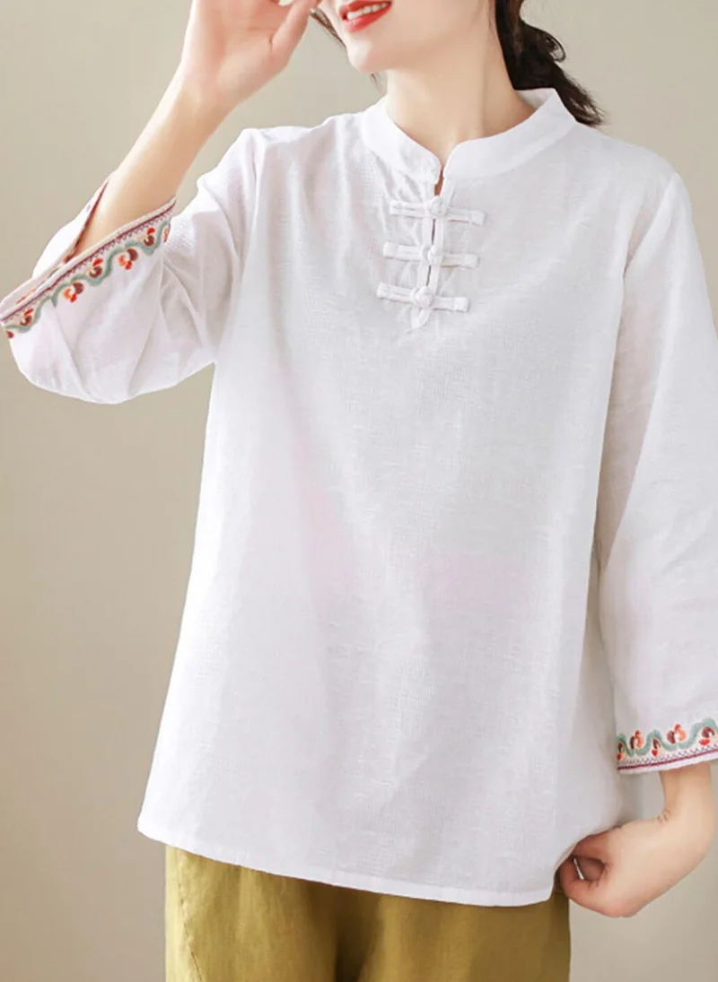 YUNIQEE White High Neck Three-Quarter Sleeves Solid Top