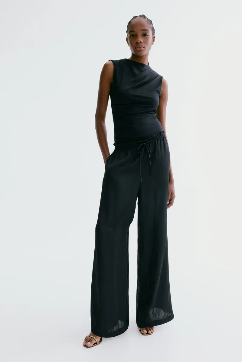 اتش اند ام بنطلون ساتان برباط