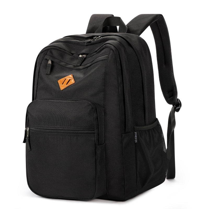 ZORFIN 26L Black Backpack for College, and Travel: Water Resistant Bookbag - Image 1