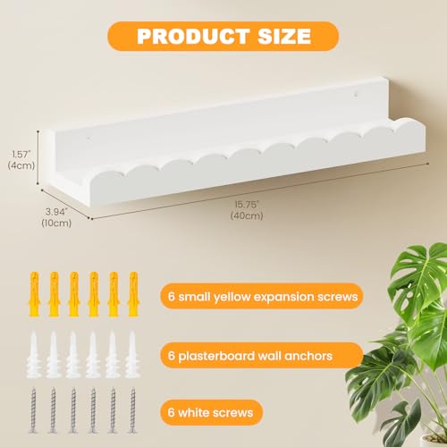 Yirilan 3-Pack Scalloped Shelves, Nursery Shelves for Wall, Floating Nursery Book Shelves for Kids, White - Image 2