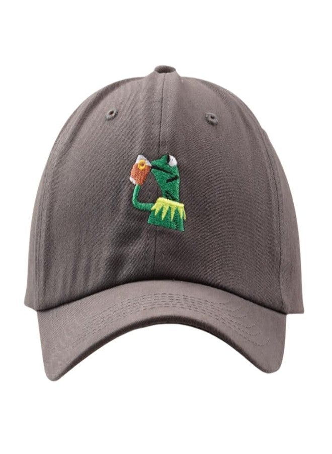 Raylarnia Adjustable Kermit The Frog Embroidered Baseball Cap - Unisex Classic Dad Trucker Hat - Grey - Image 1