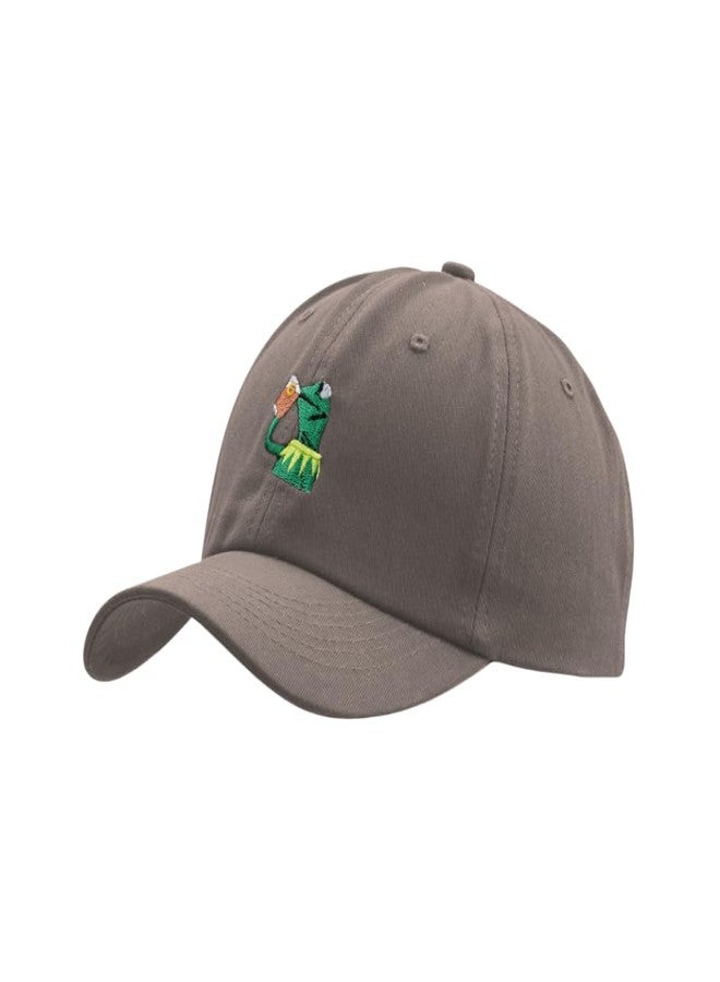 Raylarnia Adjustable Kermit The Frog Embroidered Baseball Cap - Unisex Classic Dad Trucker Hat - Grey - Image 3