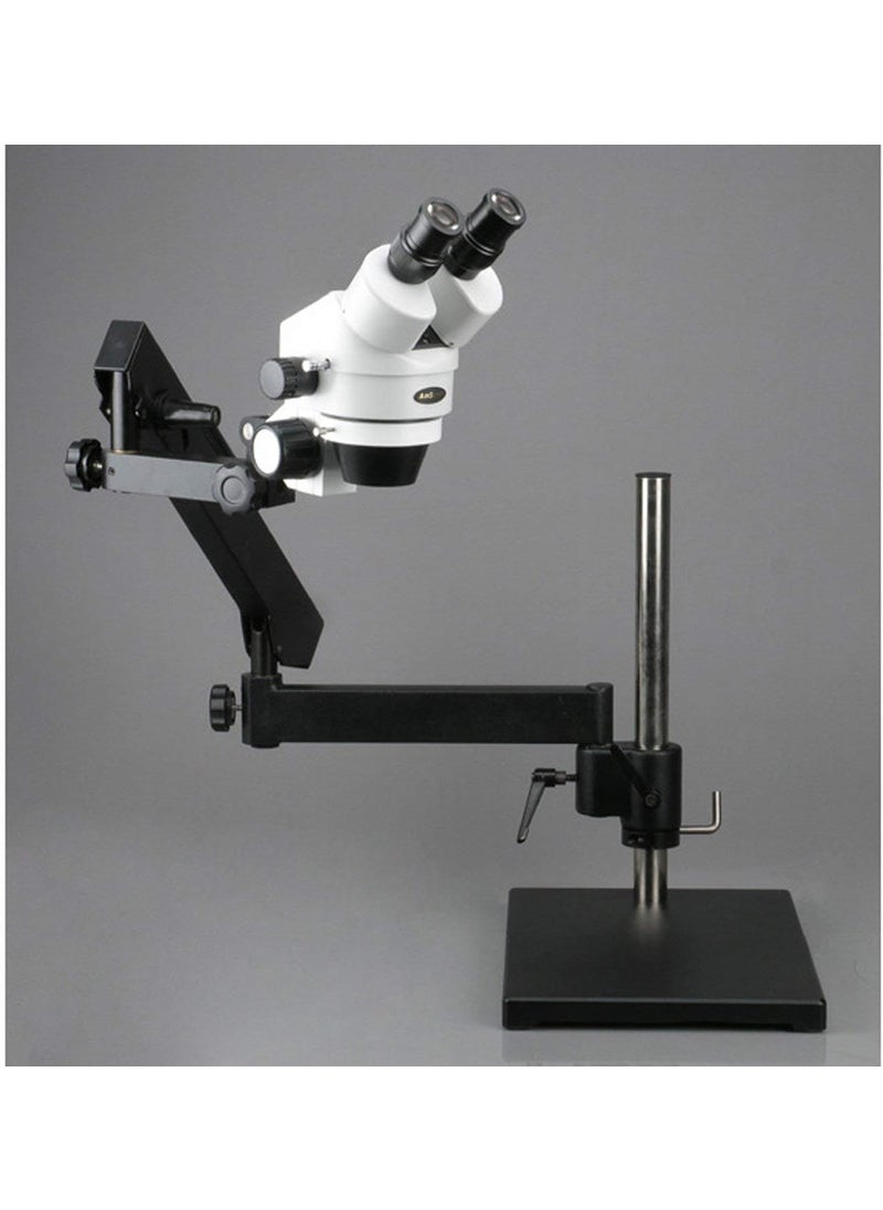 AmScope AmScope SM7BFRL Professional Binocular Stereo Zoom Microscope WH10x Eyepieces 7X45X Magnification 07X45X Zoom Objective 8W Fluorescent Ring Light ArticulatingArm Boom Stand 110V120V  - Image 2