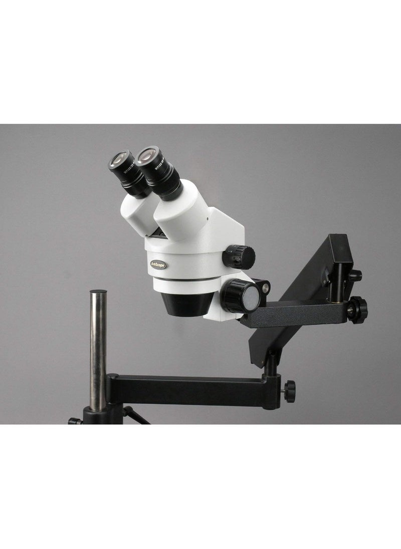 AmScope AmScope SM7BFRL Professional Binocular Stereo Zoom Microscope WH10x Eyepieces 7X45X Magnification 07X45X Zoom Objective 8W Fluorescent Ring Light ArticulatingArm Boom Stand 110V120V  - Image 4