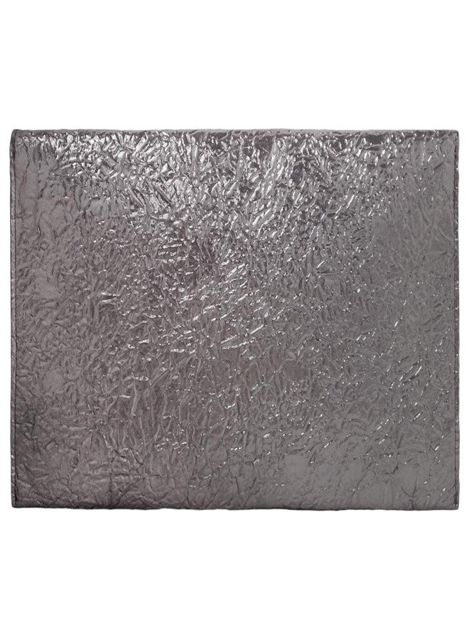 JNB Crushed Metallic Envelope Clutch for Women with Zippered Pocket 21" Crossbody Chain 12 x 0.5 x 8 Inches Pewter Evening Party Bag - Image 2