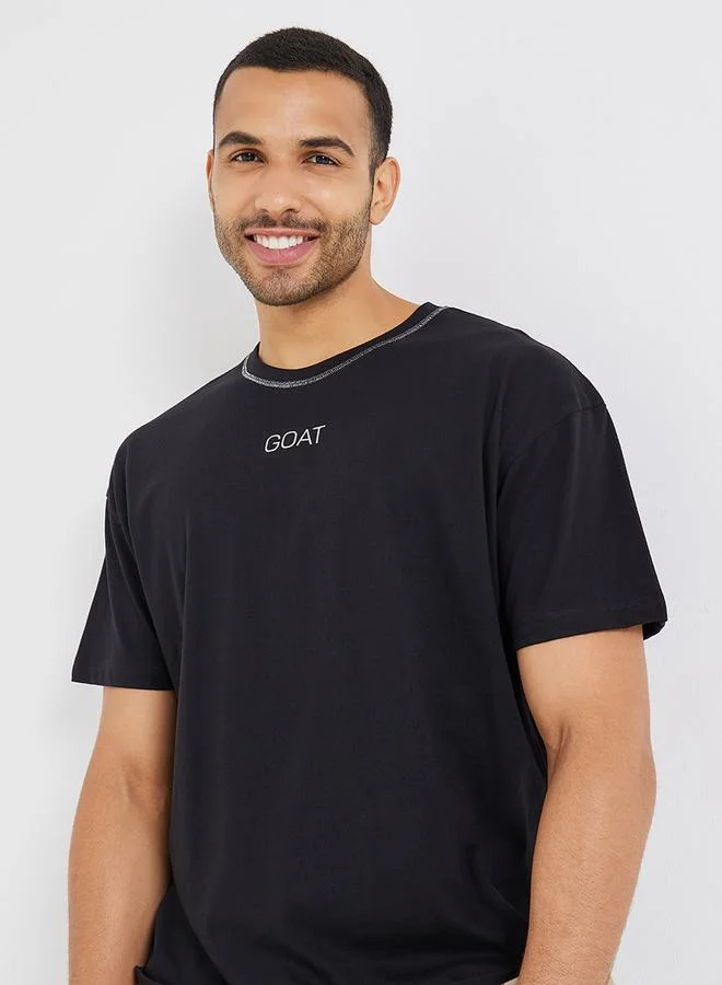 Styli Double Stitch Compact Jersey Oversized T-Shirt