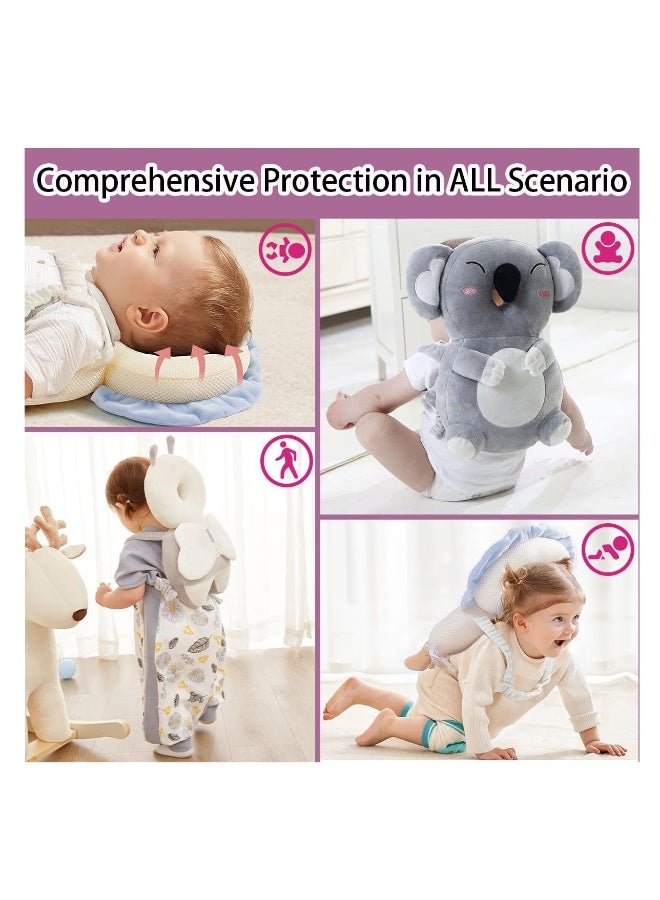 Toddler Baby Protection Backpack Wear, Baby Walker Head Protector, Head Protector Pad Safety Cushion for Crawling Walking, Baby Essentials Infant Toys Baby Boy Girl Gifts, Grey Koala - Image 5