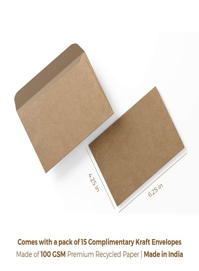 alterEgo (Pack of 15) - A4 Letter Stationery Paper for Writing Poems, Letters and Lyrics (with Complimentary Kraft Envelopes) (Design: Golden Wreath) - Image 4