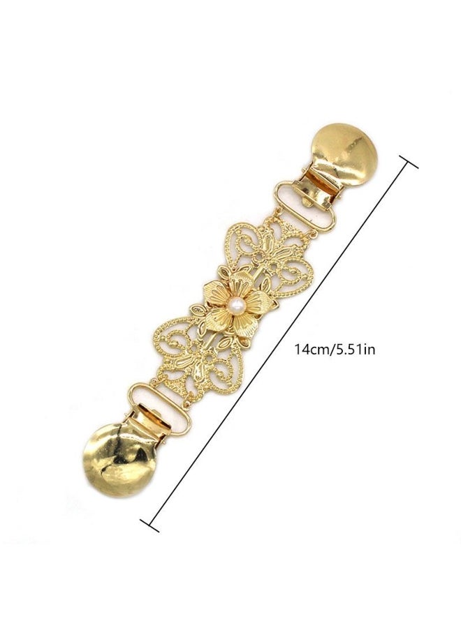 1PC Metal Corsage Brooch Pearl Chain Sweater Cardigan Clip Shawl Buckle Anti-Slip