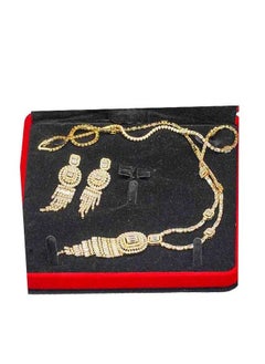 Long Gold Necklace with Wide Circle Pendant with Matching Earrings, Jewelry Set for Party Prom Necklace and Earrings Set for Women