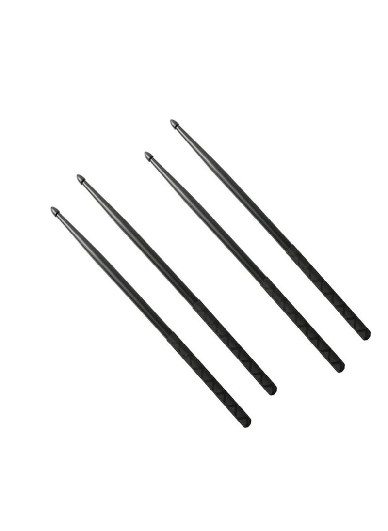 2 Pairs 5A Nylon Drumsticks for Adults and Kids Light Durable Plastic Drum Sticks Set with Non-Slip Handles Professional Musical Instrument Percussion Accessories Black  - Image 1