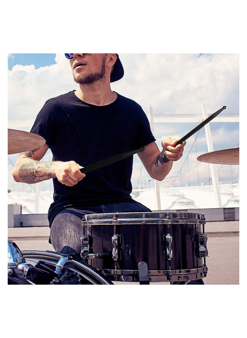 2 Pairs 5A Nylon Drumsticks for Adults and Kids Light Durable Plastic Drum Sticks Set with Non-Slip Handles Professional Musical Instrument Percussion Accessories Black  - Image 2