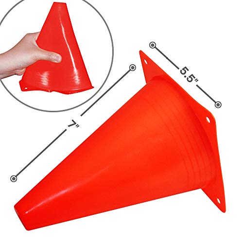 Novelty Place 7 Inch Multipurpose Training Cones (Set of 12), Soft & Durable Traffic Cone for Safety, Agility, Soccer, Football & Other Activities - Neon Red - Image 2