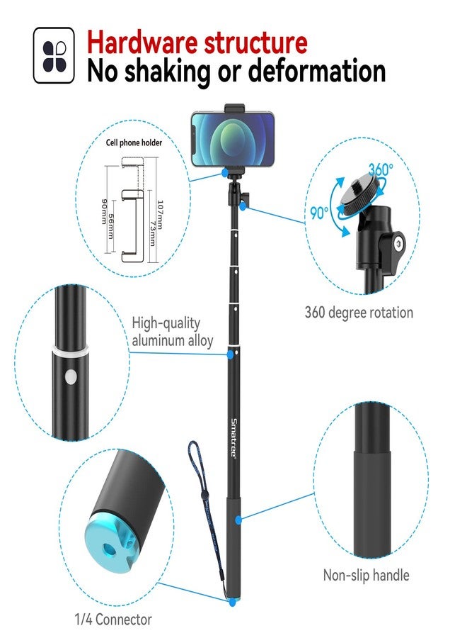 Smatree 86.6” Selfie Telescopic Stick Compatible for DJI OSMO 360/Osmo Action 6,Insta360 X5, GoPro Max 2/Hero 13/12/11/10, Osmo Action 5 Pro, AKASO EK7000, 7.2ft Pole Compatiable with Camera and Phone - Image 2