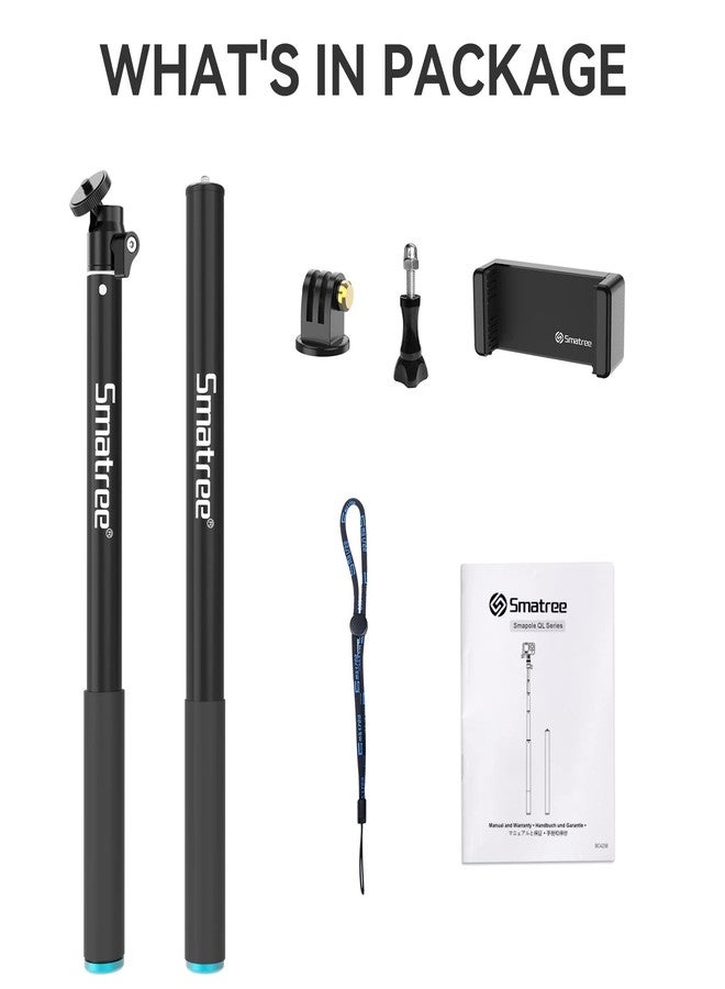 Smatree 86.6” Selfie Telescopic Stick Compatible for DJI OSMO 360/Osmo Action 6,Insta360 X5, GoPro Max 2/Hero 13/12/11/10, Osmo Action 5 Pro, AKASO EK7000, 7.2ft Pole Compatiable with Camera and Phone - Image 5