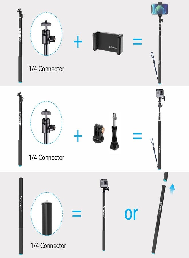 Smatree 86.6” Selfie Telescopic Stick Compatible for DJI OSMO 360/Osmo Action 6,Insta360 X5, GoPro Max 2/Hero 13/12/11/10, Osmo Action 5 Pro, AKASO EK7000, 7.2ft Pole Compatiable with Camera and Phone - Image 3