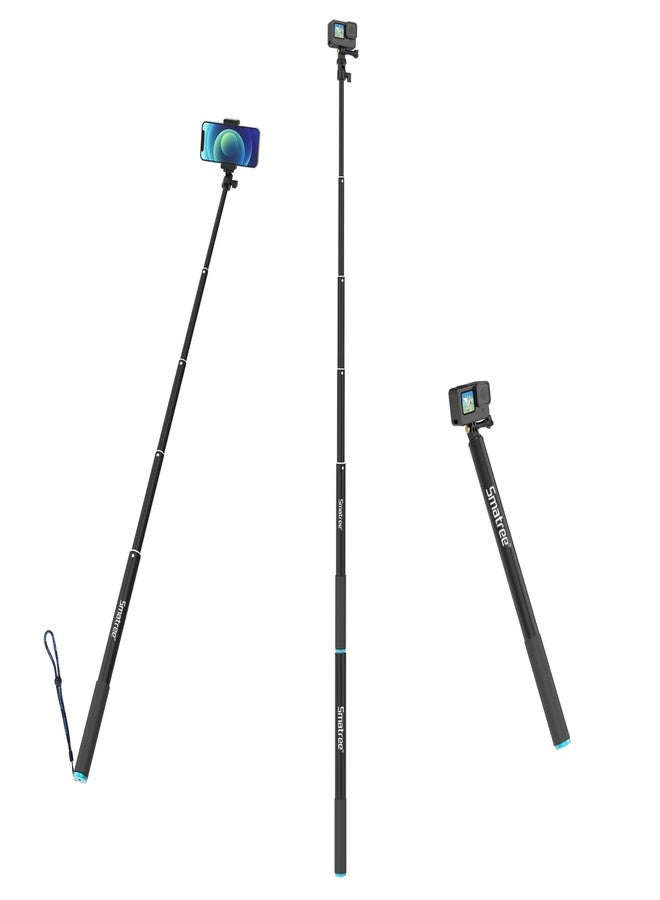 Smatree 86.6” Selfie Telescopic Stick Compatible for DJI OSMO 360/Osmo Action 6,Insta360 X5, GoPro Max 2/Hero 13/12/11/10, Osmo Action 5 Pro, AKASO EK7000, 7.2ft Pole Compatiable with Camera and Phone - Image 1