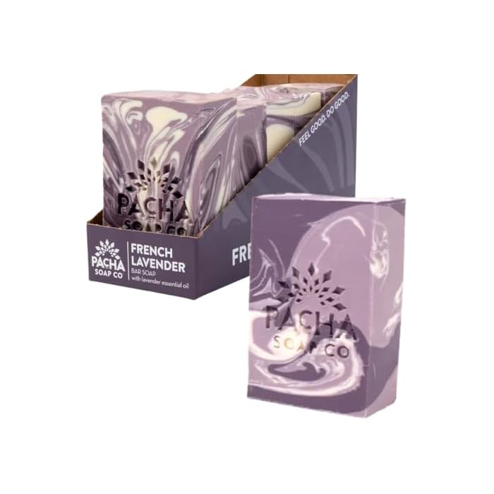 Pacha Soap Co. Bar Soap - French Lavender Scent, Handcrafted Bar Soap with Clean Essential Oils, Moisturizing, Calming Scented Soap for Face, Hands & Body, Made in the USA, 5-Pack (4 oz ea)