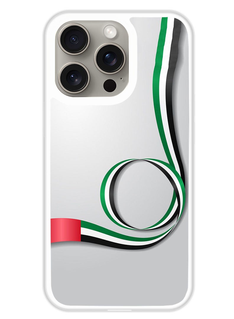 Theodor Protective Case Cover For APPLE IPHONE 15 Pro Uae Flag (White Bumper) - Image 1