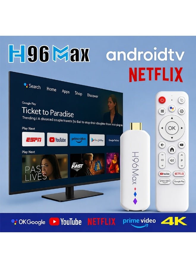 H96 Max Android 14 TV Stick TV Box - Amlogic S905L3 4K Media Player with Voice Remote, Android 14, 2GB RAM+16GB ROM, Dual WiFi (2.4G/5G), Bluetooth 5.0 - Image 1